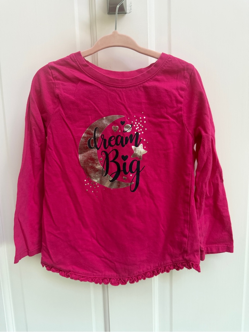 Garanimals Girls 4T Hot Pink Long-Sleeve 'Dream Big' Ruffle Top Blouse Shirt